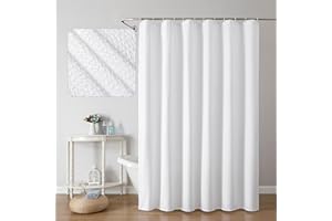 OWENIE White Shower Curtain or Bathroom 72x72 Inch, 3D Embossed Textured Waffle Fabric Shower Curtains, Soft Hotel Farmhouse Style, Water Repellent, Machine Washable, White, 72" W x 72" L