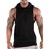 FLLSGT Men's Workout Hooded Tank Tops Sports Training Sleeveless Gym Hoodies Fitness Bodybuilding Cut Off Muscle Shirts