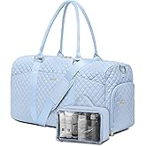 Women Weekender Travel Duffle Bag: Travel Duffel Overnight Bags with Shoe Compartment Large Carry on Tote with Toiletry Bag Weekend Traveling Yoga Gym Hospital Bag for Women with Wet Pocket Light Blue