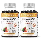Vitamatic Valerian Root Chamomile Gummies – 6000 mg Equivalent Per Serving – Mixed Berry Flavor – 60 Gummies – Non-GMO, Gluten-Free – Made in The USA (2 Pack)