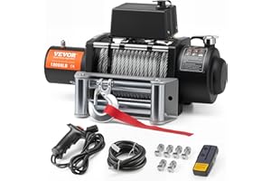 VEVOR Electric Winch, 18,000 lb, 12V DC Truck Winch with Φ7/16 in x 85 ft Steel Cable Roller Fairlead Wireless & Wired Remote