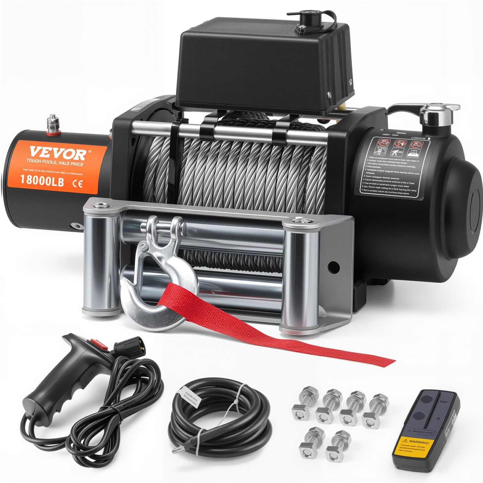 Photo 1 of ***FOR PARTS ONLY/NON-FUNCTIONAL** VEVOR Electric Winch, 18,000 lb Truck Trailer Jeep Winch, 12V DC 7/16 in x 85 ft Steel Cable Roller Fairlead Wireless & Wired Remote Control, IP55 Waterproof Towing for Off Road SUV Jeep Truck Trailer