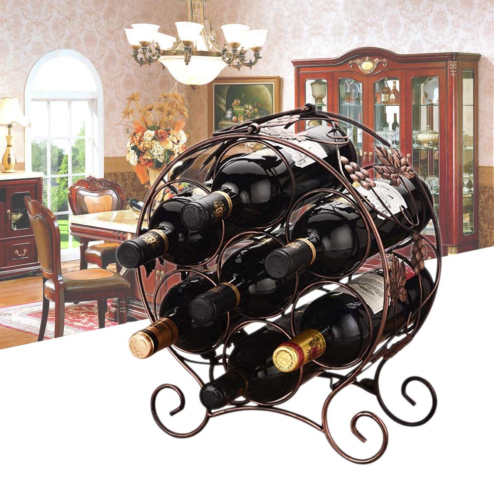 Wine Storage Black Hold 7 Bottles Countertop Wine Rack Free Standing Tabletop Metal Wine Racks Home One Acleaning Com