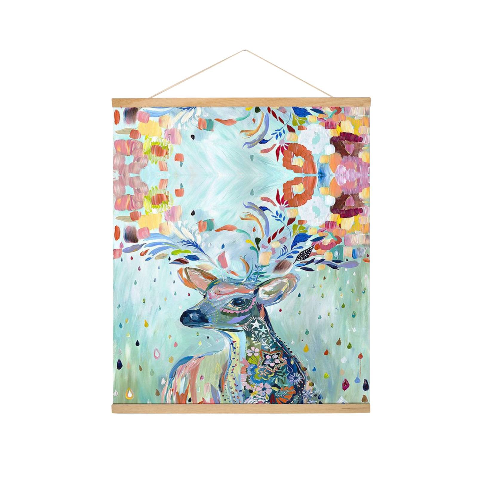 Poster Frame, Magnetic Poster Holder in Natural Wood, DIY Photo Frame Hanging Kit, Photo Frame for Canvas Art Print, Wall Decoration (50 cm)