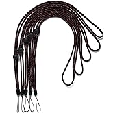 Woven Circular Neck Lanyards,Adjustable with Button,Black with Red Pattern | Lightweight,for Phone,Keys,ID Badges Holders etc