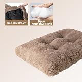 EHEYCIGA Fluffy Dog Crate Bed Medium 75x50x7.5cm Camel Anti-Slip view 2
