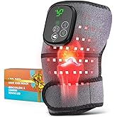 OVIMAZ Red Light Therapy Knee Massager Heated Knee Brace, Infrared Light 850nm & Red Light 660nm Therapy Device for Knee Elbow Shoulder Pain, Cordless & Portable Knee Massager with Heat (Grey)