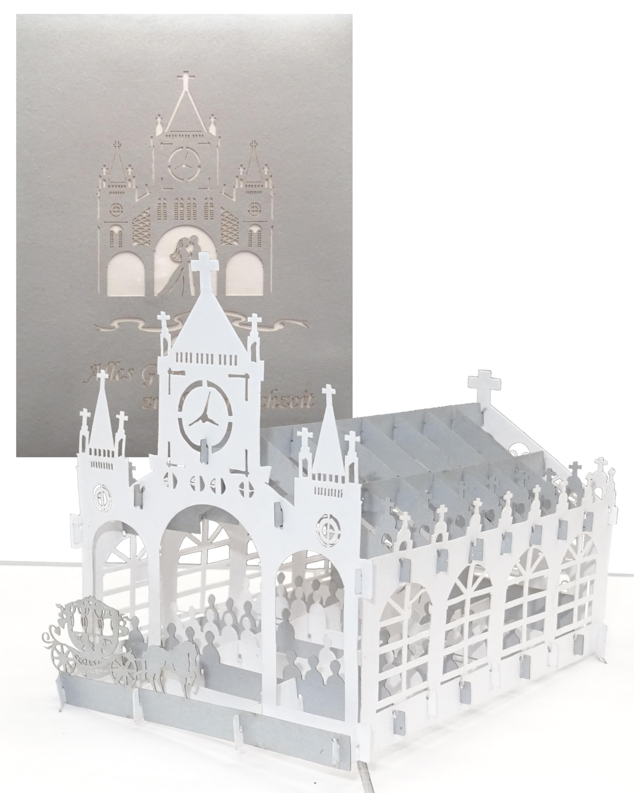 3D Card "Alles Gute zur SilberHochzeit" - Elegant Pop-Up Silver Wedding Card, Greetings Card, Silver Anniversary, 3D Card Silver Wedding, Gift & Gift Voucher
