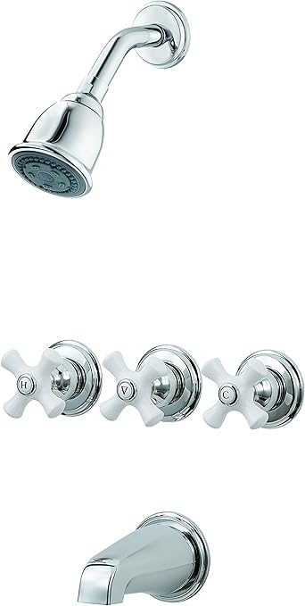 Pfister Lg01 8cpc 3 Handle Tub Shower Faucet With Porcelain