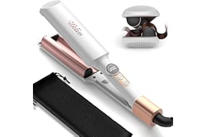 UKLISS Mini Waver Hair Tool Crimper for Women Short Hair 0.4 inch Travel Double Barrel Small S Waver Ceramic Curling Iron (110-240V) Dual Voltage with 5 Temps, Anti-scalding for Dating, Daily (White)