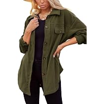 Womens Flannel Shirt Jacket Button Down 