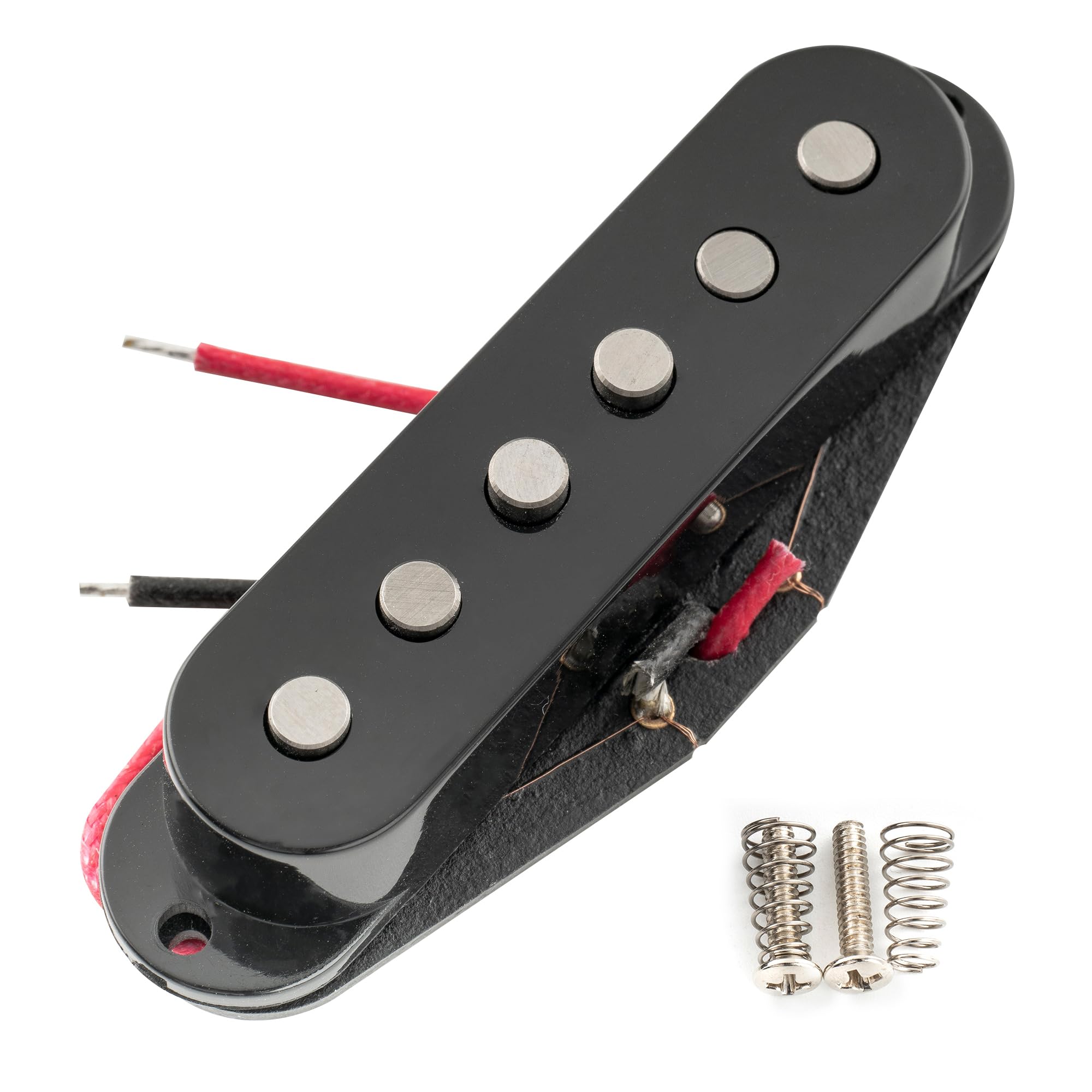 Artec SSA-12 Vintage Style Staggered Alnico 5 Single Coil Bridge Pickup 6.5K for Strat Style Electric Guitar, Black