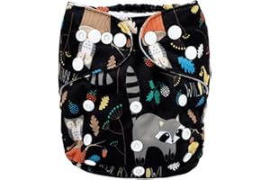 Sigzagor Baby Pocket Diaper Nappy Reusable Washable 8lbs to 36lbs (Racoon)