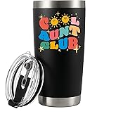 Panvola Cool Aunt Club Vacuum Insulated Tumblers Auntie Gifts Mother's Day Gift From Niece Nephew Sister Brother Sister-in-Law Aunty Tia Stainless Steel Travel Mug 20 oz Black