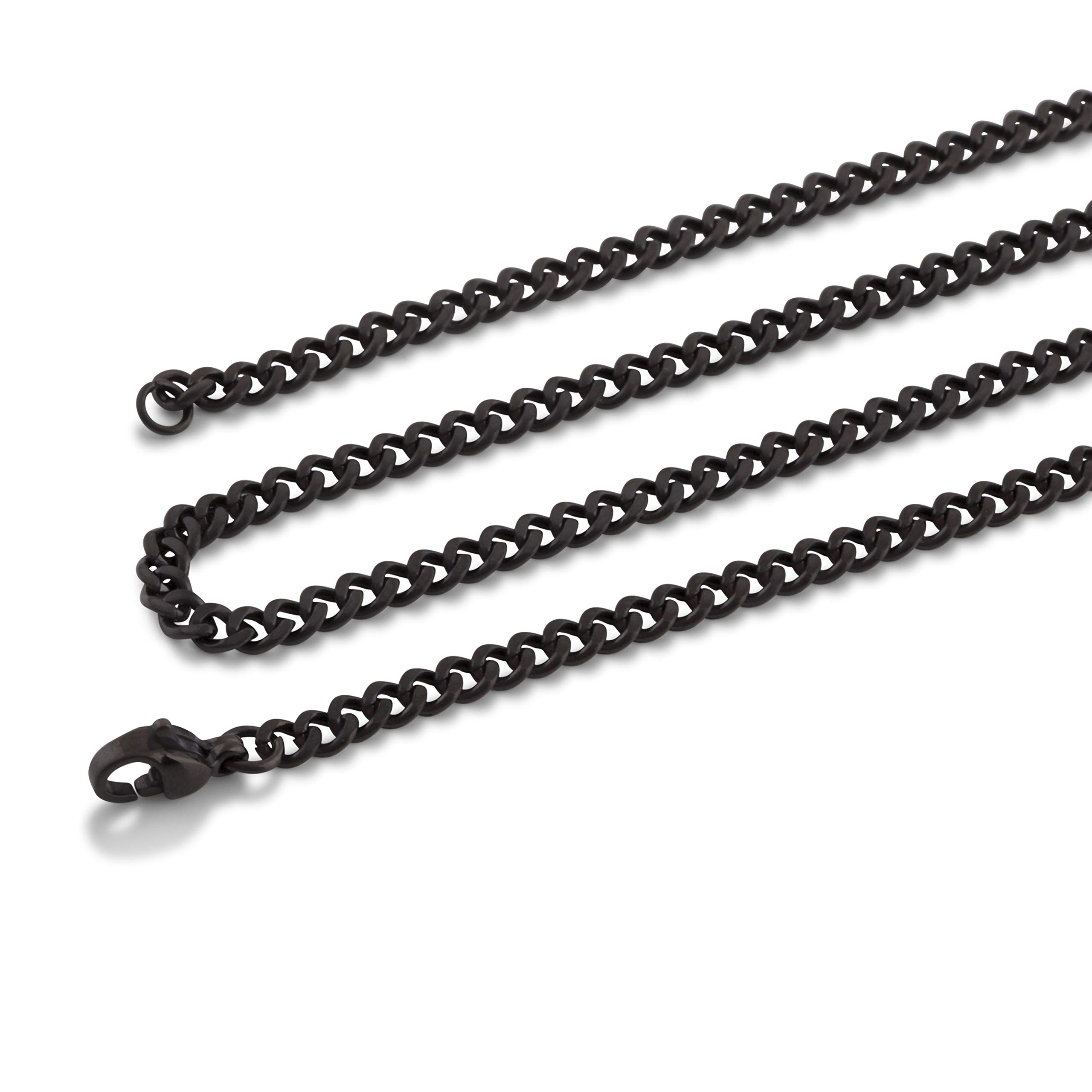 Akitsune Fibra Chain 80cm long | 6mm width | Mens Necklace Women Stainless Steel Box Rolo Lobster Clasp - Matte Black
