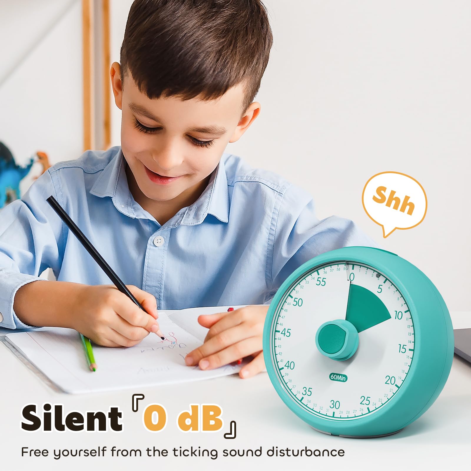 Visueller Timer für Kinder – 60-Minuten Countdown Kurzzeitwecker visuell – Zeitmanagement-Tool zur Förderung bei ADHS & Autismus Einschulung & für den Kindergarten (Grün) 3
