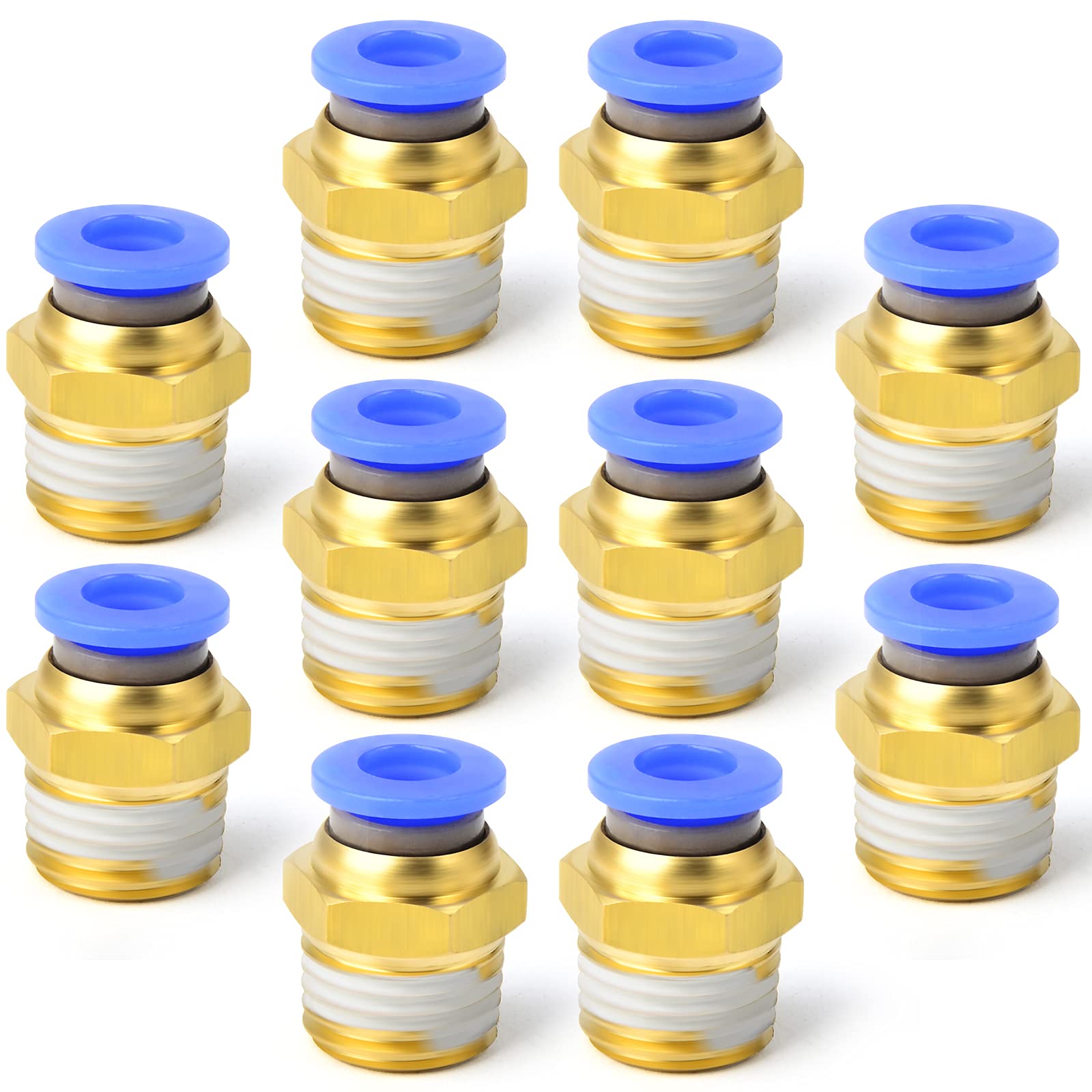 ERGAOBOY 10 Pcs 8mm Tube OD x 1/4 BSP Male Straight Push to Connect Fittings (PC8-02)