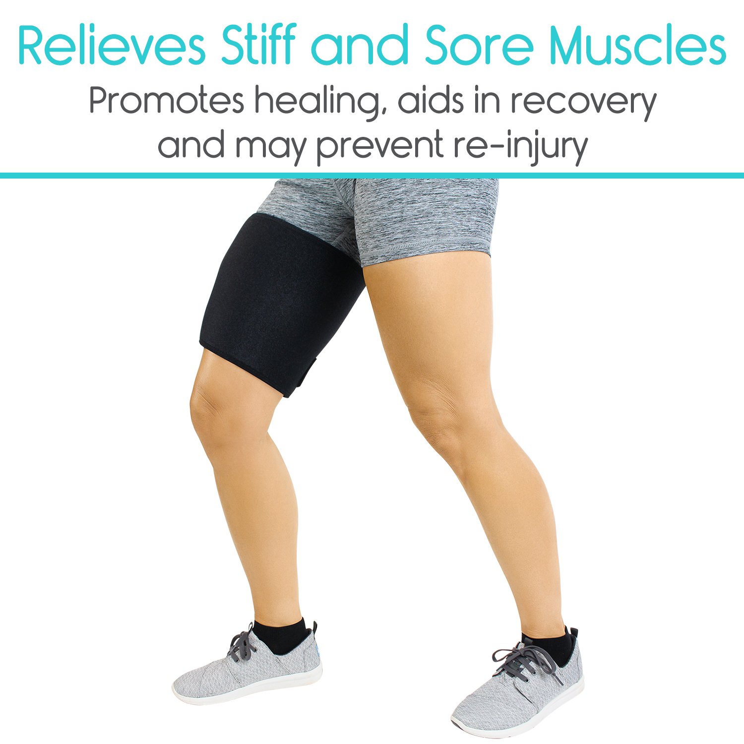 Vive Thigh Brace Hamstring Quad Wrap Adjustable Compression Sleeve