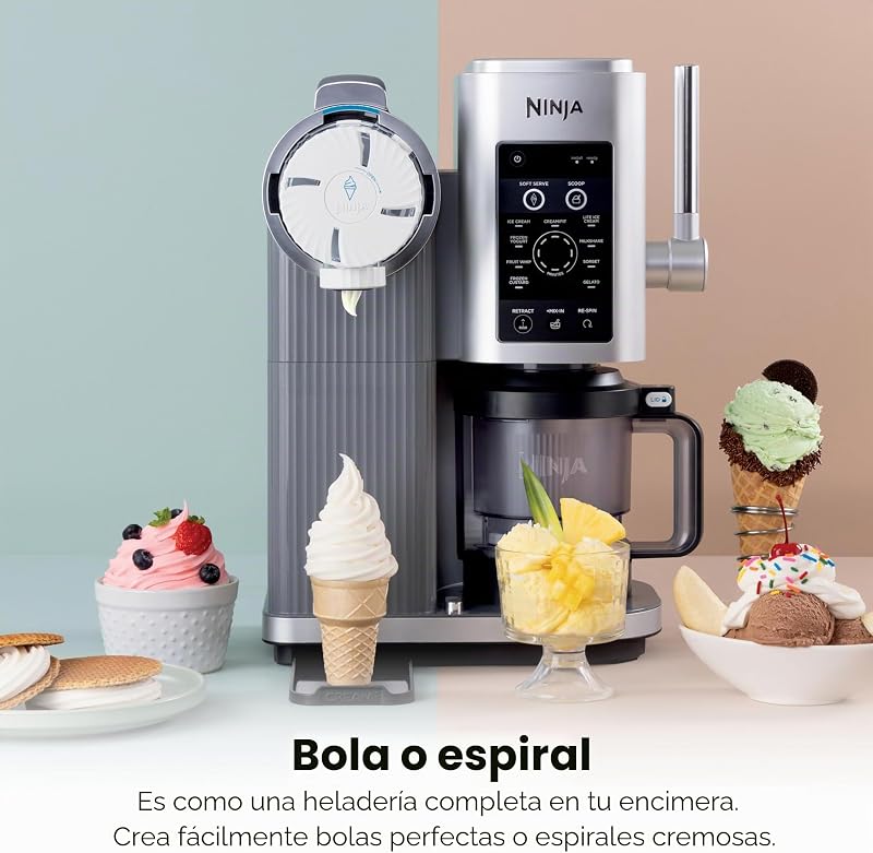Máquina de gelados CREAMi Swirl 13-em-1 Soft Serve, Sorvete, Smoothie, Iogurte Congelado, Programa de Baixas Calorias e Mais, 13-em-1, Soft Handle e (2) pints CREAMi Swirl de 16 onças, para