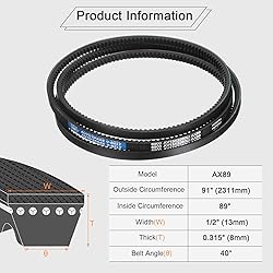uxcell 4Pcs AX89 EPDM V-Belt, Raw Edge Cogged