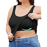 FOREYOND Plus Size Tank Top with Shelf Bra for Women Camisole Tops with Built in Bra Cotton Undershirts 1XL-5XL