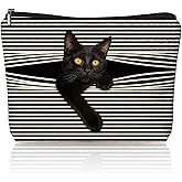 LIANGW Funny Cat Makeup Bag & Travel Pouches for Toiletries, Funny Black Cat Gifts for Women & Teen Girls, Cats Gifts Lovers for Travel & Christmas,Kitty Cosmetic Zipper Travel Toiletry Bag