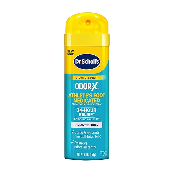 DR. SCHOLL’S ODOR-X ATHLETE’S FOOT MEDICATED LIQUID SPRAY, 5.3 OZ // 24-HOUR RELIEF OF ITCHING & BURNING, INSTANTLY COOLS, CURES & PREVENTS MOST ATHLETE’S FOOT, DESTROYS ODORS INSTANTLY