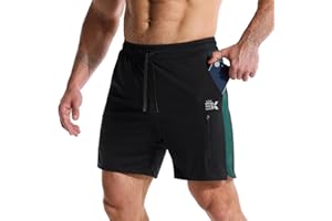 BROKIG Men's LightArmor Workout Shorts with Zip Pocket,Quick Dry Stretch Athletic Men Running Shorts for Gym Tennis