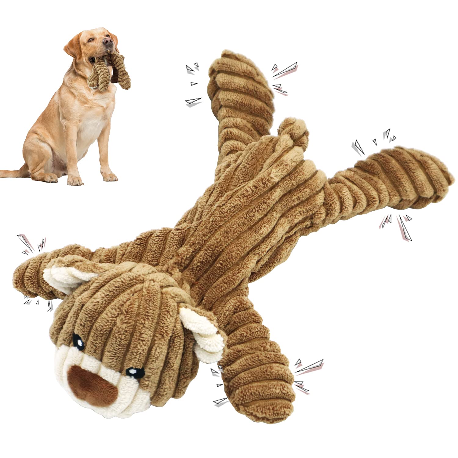 Hundespielzeug Dog Toy Toys for Large Small Dogs Puppies Teether Dog Plush Toy Interactive Dog (Bear)