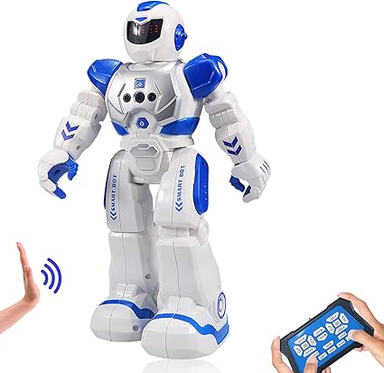 blue and white robot toy
