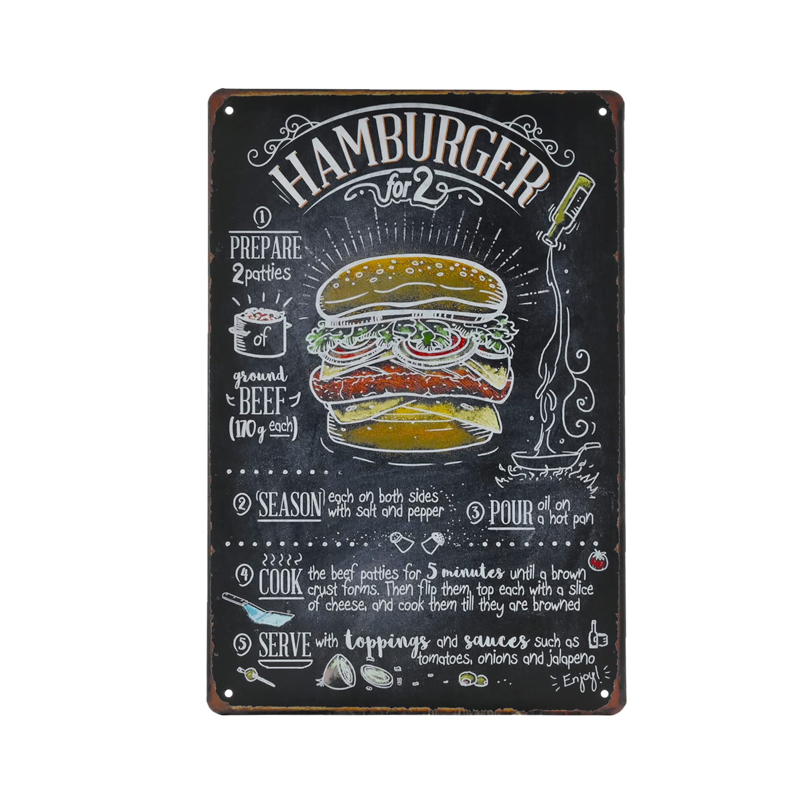 Photo 1 of Fast Food Vintage Tin Sign - Hamburger Retro Metel Sign - Wall Decor wall sign for Kitchen Bakery Cafe Restaurant