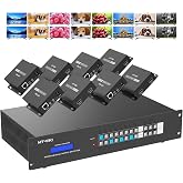 MT-VIKI 8x8 HDMI Matrix Extender 4K60Hz, 8 in 16 Out with CAT6/7/8 Transmission up to 230ft, POC Power, Web GUI, RS232 Control, EDID for Church, Conference &amp; Pro AV System (with 8 POC Receivers)