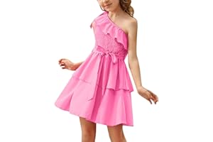 Danna Belle Girls Dress One Shoulder Ruffle Tiered Layer Summer Party Dress Gifts Size 5-14