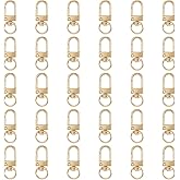 Xindojuz 30 PCS Metal Lobster Claw Clasps for Keychains and Jewelry Making, 360° Swivel Lanyards Snap Hooks Strap with Key Rings, Key Chains Connector Purses Straps Bag Charm DIY Accessories (Gold)