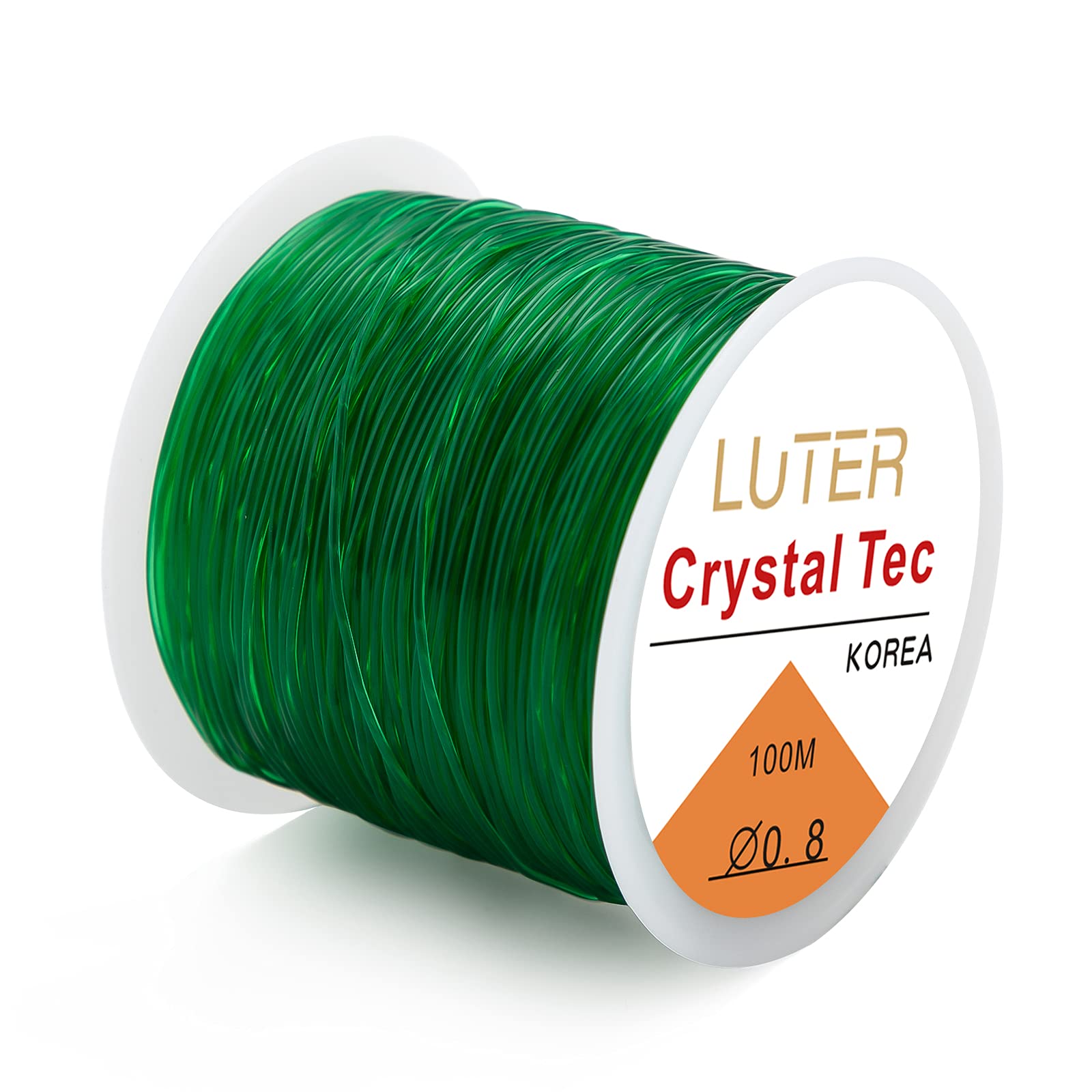 LUTER 0.8mm Elastic String Crystal Elastic Cord Stretchy Bracelet String for Jewelry Making Necklace Bracelet Beading Thread (164ft) (Green)
