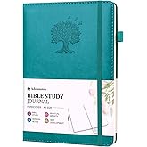 Bible Study Journal Scripture Notebook - Christian Note Taking Kit with Guided Prompts - Inspirational Religious Gifts - Faith Based Stationery Supplies for Church Notes (Teal Blue)