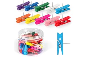 GOOLADA 10 Colors Wooden Push Pin Clips 50pcs Colorful Cute Pushpins Fun Thumb Tacks for Bulletin Board Cork Board Wall Corkboard for Offices School Classroom Teacher Decor Supplies Accessories