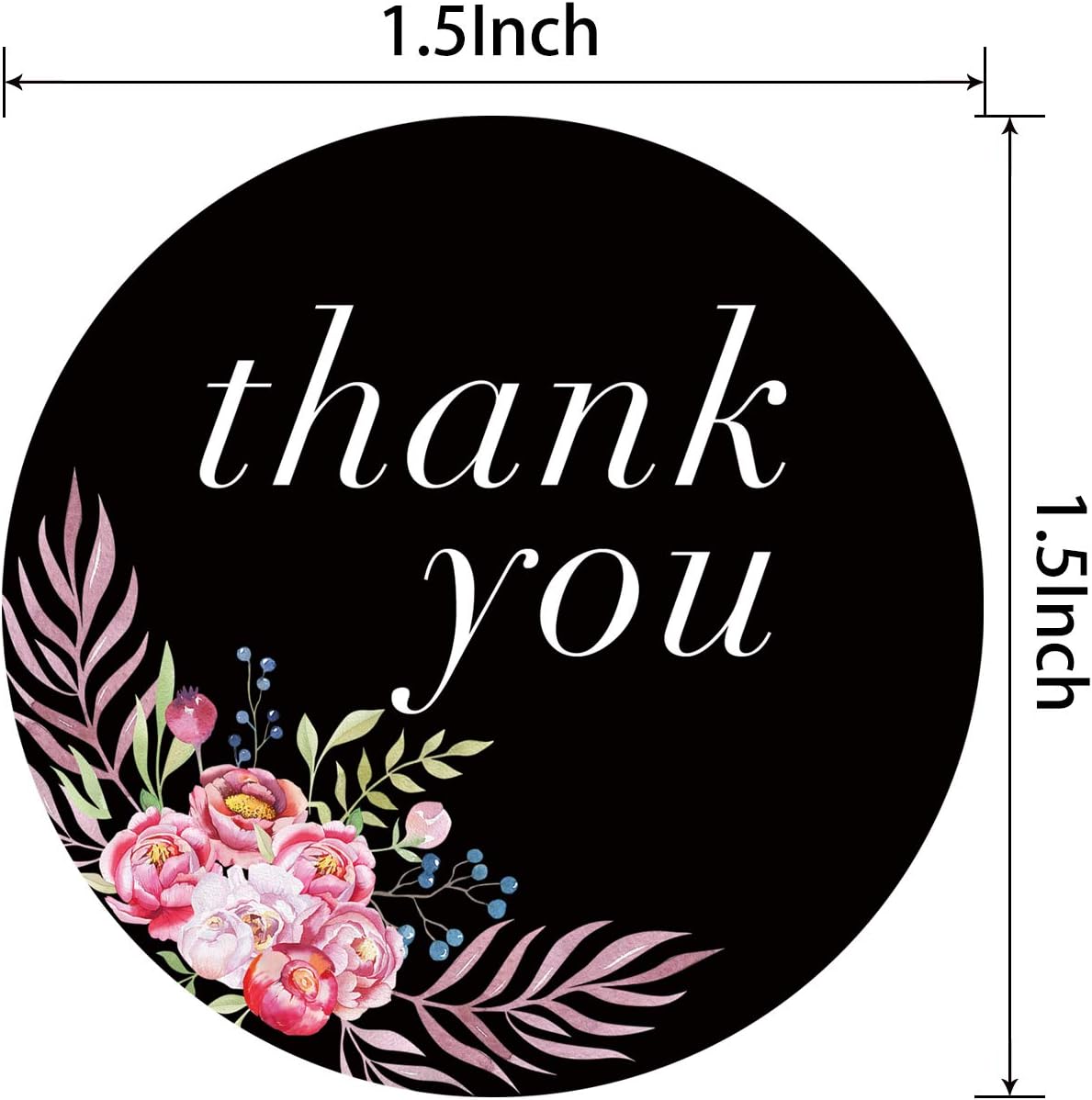 Methdic Thank You Stickers Labels Roll for Business Favors Birthday Gift Bags Baby Shower Wedding 500 Labels 1 Roll 1.5'' Waterproof (Thankyou-C) : Office Products