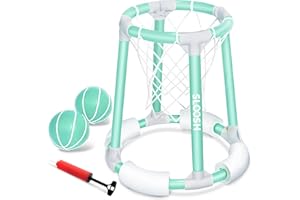 Sloosh Pool Basketball Hoop Toys, Floating Basketball Pool Game, Swimming Floats Toys with Balls Pump, Summer Outdoor Water Play Toy for Kids and Adults (Green)