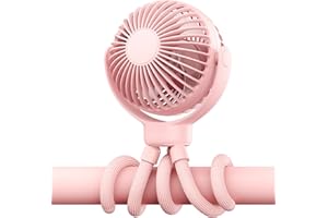 VETIFINAL Portable Baby Stroller Fan - 3-Speed Flexible Tripod Personal Fan Clip on for Bed, Rechargeable Battery Powered, Ne
