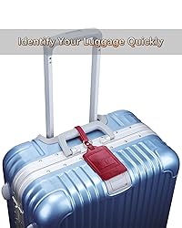 Teskyer Luggage Tags, 3 Pack Premium PU Leather