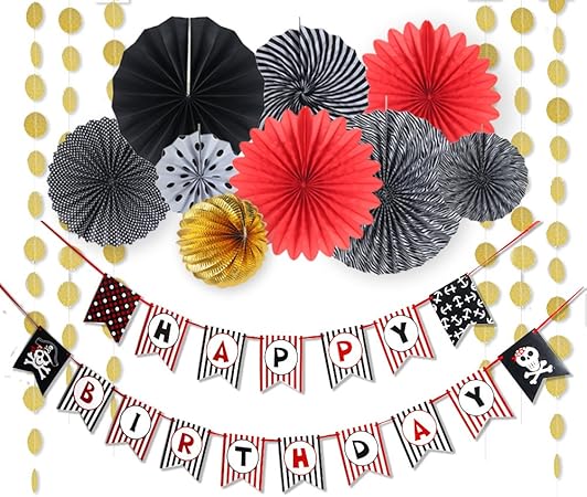 Easy Joy Decoration Anniversaire Rouge Et Blanc Ballon Deco Rosace Papier Happy Birthday Or Guirlande Topper Gateau Decorations De Gateau Jeux Et Jouets Dwteam In