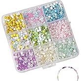 1Box/9Grid Glass Beads for Jewelry Making Supplies Spacer Glass Seed Beads for Bracelets Earring Necklace Keychain Cute Aesthetic Pretty Bead Kit Crystal Assorted Beads for Crafts Bracelet Making Kit