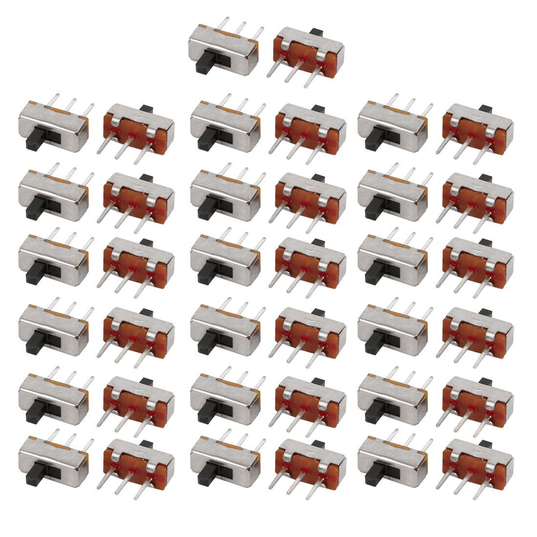 Sourcingmap High Knob 3P 2 Position 1P2T SPDT Vertical Slide Switch, 0.5A 50V DC, 38 Pcs, 3 mm