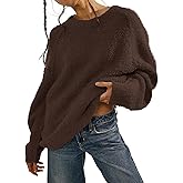 Beaully Women's Oversized Long Sleeve Crewneck Fuzzy Knit Warm Sweaters Fall Pullover Sweater Tops
