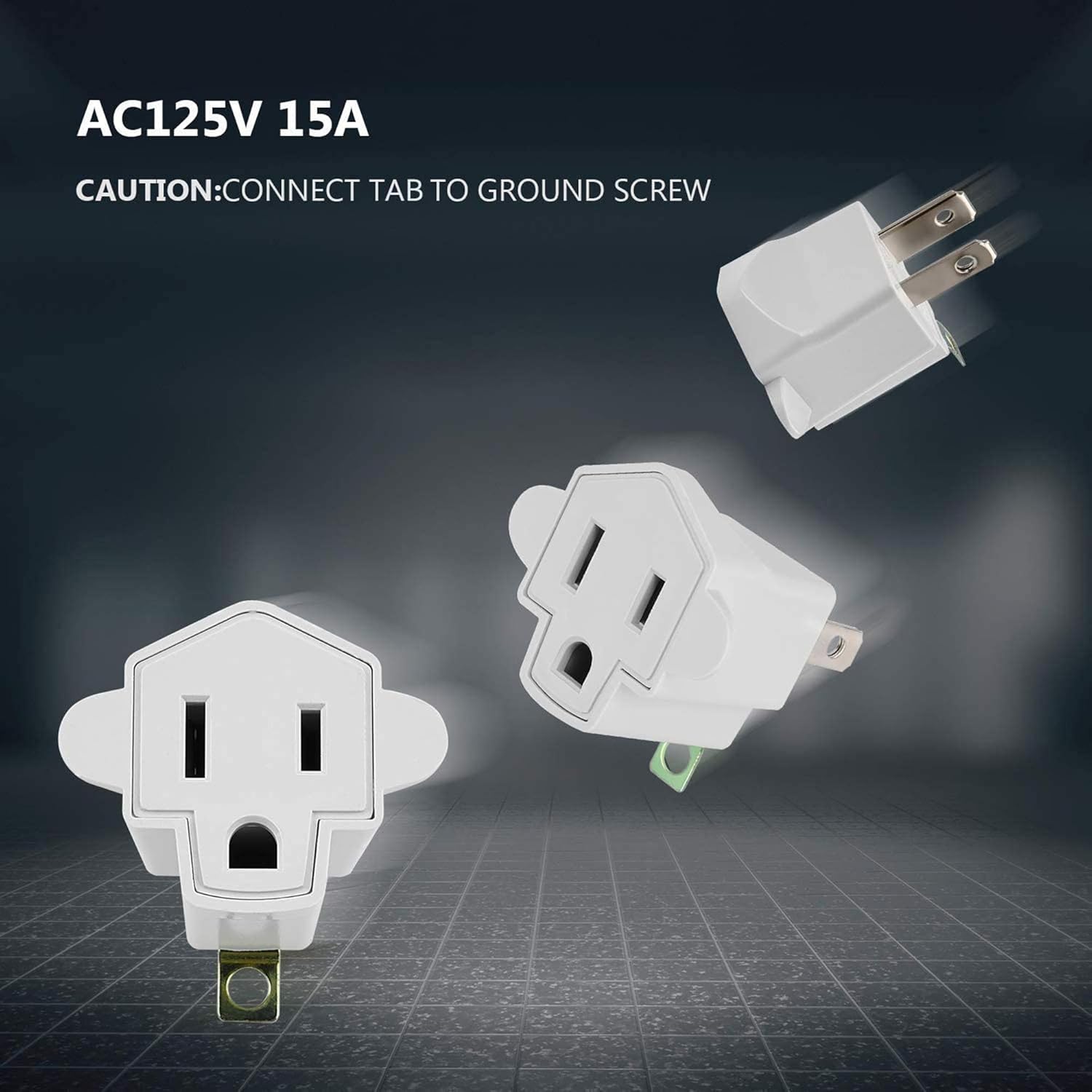 3-2 Prong Grounding Outlet Adapter, JACKYLED 3 Prong to 2 Prong Adapter Converter, ETL Listed Fireproof Material 200℃ Resistant Heavy Duty Wall Outlet Plug for Household Appliances Industrial, 4 Pack - - 