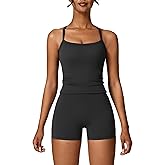 ABOCIW Workout Sets for Women 2 Piece Padded Sports Bra Tank High Waist Booty Gym Shorts Active Yoga Outfits
