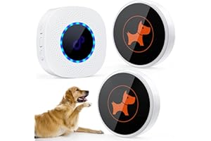 CPTEA Dog Bell for Potty Training, Wireless Doggie Door Bell for Dog Puppy Training Sliding Door/Go Outside with Light Press Touch Button,1100FT 5 Volume Levels，2 Transmitters and 1 Receiver