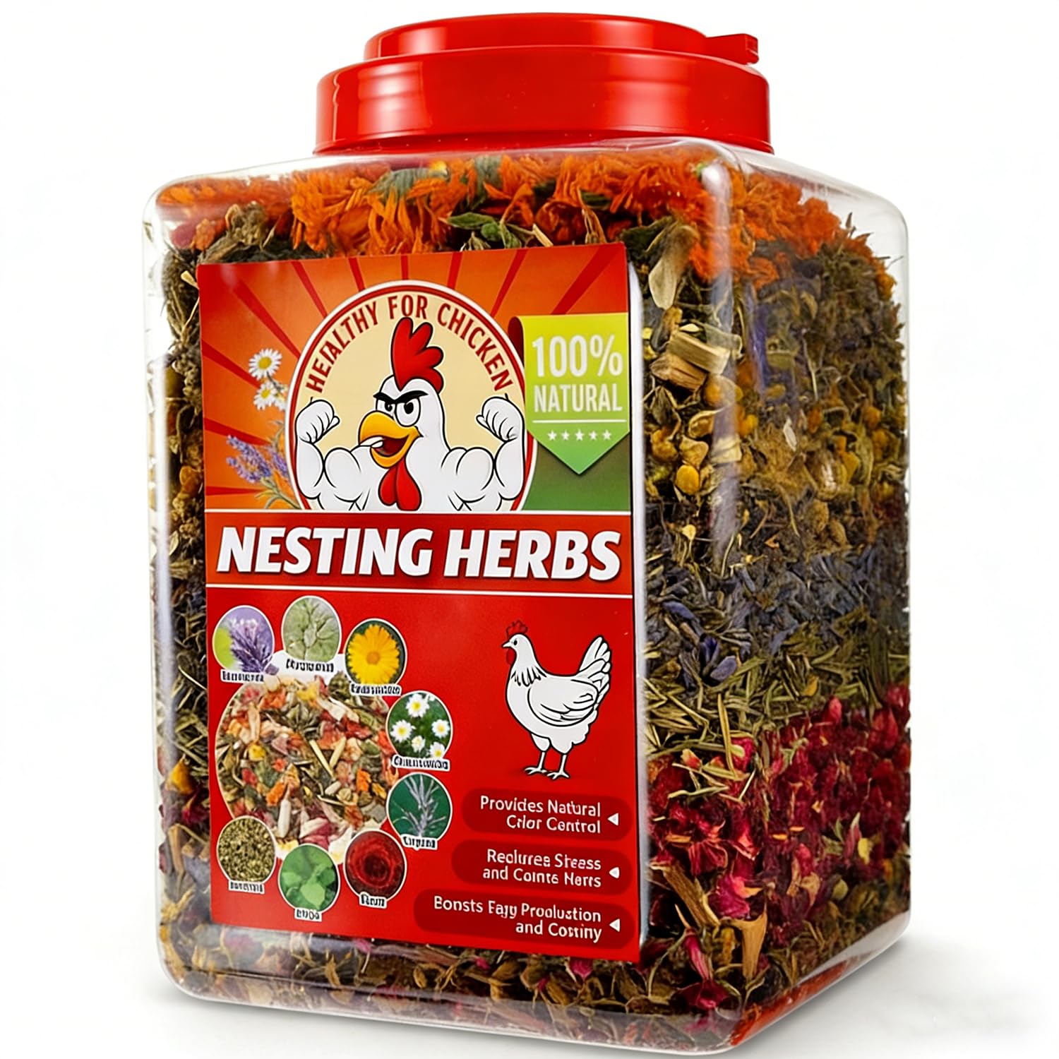 TOHONGADON Chicken Nesting Herbs, Nesting Herbs for Chicken Coop, Nesting Box Herbs Premixed 8 Dried Herb for Hens Coop Feeder Backyard Laying