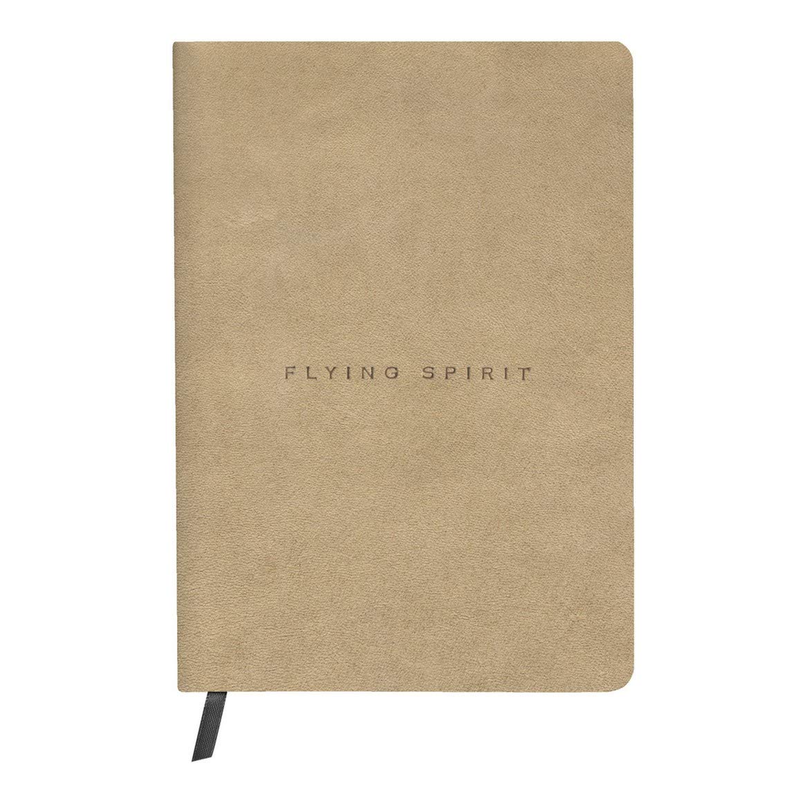 Clairefontaine 103946C - A Flying Spirit thread-stitched paperback notebook 180 ivory pages 14.8 x 21 cm 90 g lined, aged lambskin leather cover, Beige